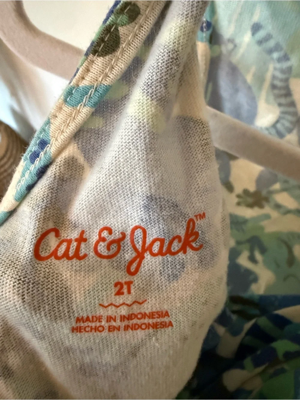 Cat & Jack Blue and Green Animal Print Sleeveless Romper